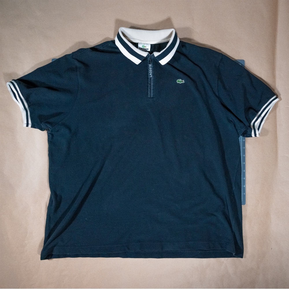 Lacoste Blue and White Polo Shirt